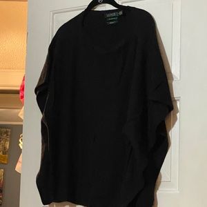 Black Cashmere Poncho Style Sweater